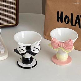 Mokken Kawaii Ins Strik Wijnbeker Mode Hepburn Stijl Zwarte Polka Dot Keramische Koffiekopjes Koreaanse Afternoon Tea Cup Leuk Cadeau