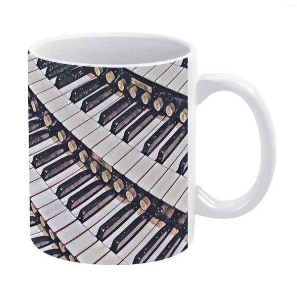 Tazas teclado taza blanca de cerámica taza de té de cumpleaños tazas de leche y órgano iglesia de cassavant org