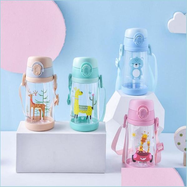 Tasses Enfants Dessin Animé Tasse À Boire Bébé Étudiant Eau Avec St Enfant Sport À L'extérieur Sangle 500Ml Drop Delivery Maison Jardin Cuisine À Manger B Dhlan