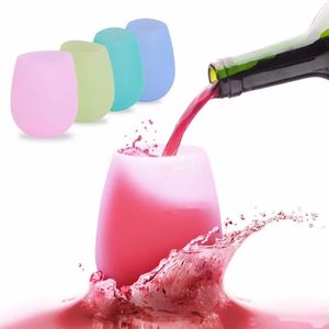 Mugs Kids cadeau 13oz Vin silicone Verre Verre De couleur Inventaire indestructible sans tige en gros
