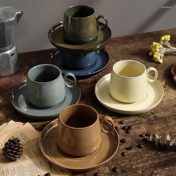 Tazas Tailn Transformer Coffee Cup Saucer Set 250ml Vintage Latte Art Tiki Home Breakfast Office Tea Tea Tea