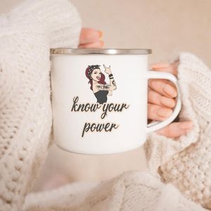 Mokken Ken je kracht feministische email Mok Cup Tea Coffee met handvat Empower Equal Women Gift aanwezig verjaardag voor moeder vrouw Girlmugs