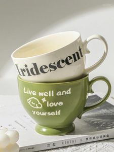 Tasses coréennes de grande capacité pour Couple, tasses d'eau créatives avec lettres imprimées, petit déjeuner, lait, haute beauté, tasse à café pour dame de bureau