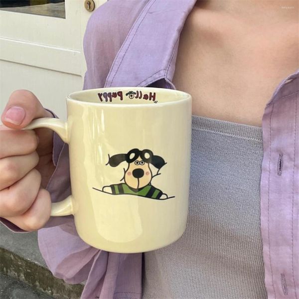 Tazas Piloto coreano Cachorro Taza de leche de café Gran capacidad Fiesta en casa Espresso Taza de jugo de cacao Amantes resistentes al calor Regalo de desayuno