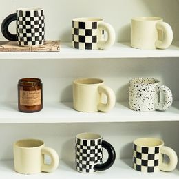 Mokken Koreaanse stijl vetontwerp Splash Ink Ceramic Cup Spot Simple Coffee Paar Cups Tea Drinkware 230113