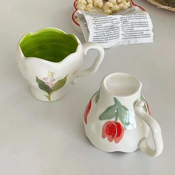 Tazas de estilo coreano Taza de flores hechas a mano Regalo de cumpleaños Taza Café de café agua Agua