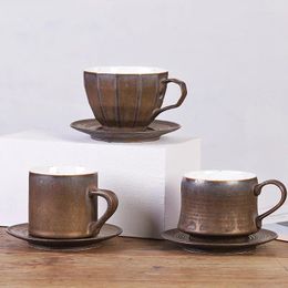 Mokken Kubac Hommi Stoare Handgemaakte Japanse stijl Vintage Coffee Mok Afternoon Tea Ceramic theekopje met schotel Drop Ship