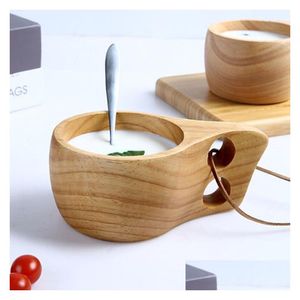 Tazas Kuksa Taza Niños Leche Finlandia Hecho a mano Portátil de madera para café Taza de agua Regalos de turismo Q137 Entrega de gota Hogar Jardín Cocina Di Dhbyr