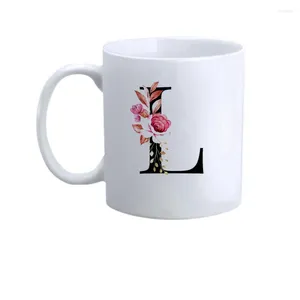 Tasses l-letter fleur de tasse Office Office Femme pour femmes Coffee's Classic Classic White Ceramic Thank You Gift Customable Logo