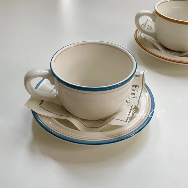 Tasses Ladycc vintage coloride colin bobine en céramique tasse de café et assiette latte