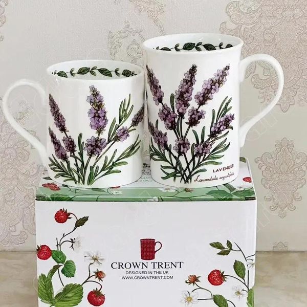 Tazas Patrón de lavanda Taza Tail para el té nórdico Cerámico Café Copa Cazas Agua de agua Cerámica Craftware Craftware