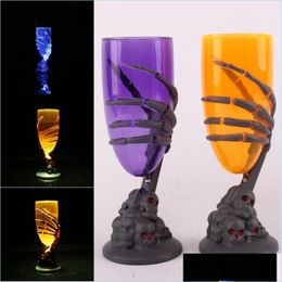 Mokken Led Ghost Claw Cup Luminous Wine Glazen Halloween Plastic 3D verlichting Champagne Bier Mok Drop Delivery Home Garden Keuken Din Dhmio