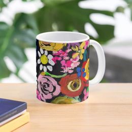 Tasses Les Fleurs Vibrant Floral Painting Print Coffee Mug Breakfast Coffe Cups