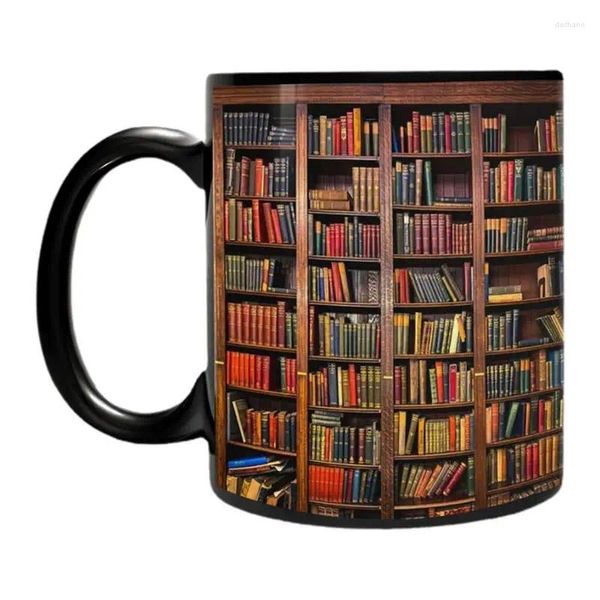 Tazas Biblioteca Estantería Taza Estantes creativos 3D Café Taza para té Diseño espacial Accesorios de cocina de cerámica