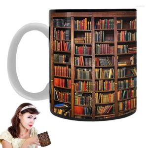 Mugs Library Coffee Mug Bibliothécaire avec conception de plateau de livre 3D