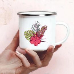 Mokken Life is als een tropische plant geprinte email Mug Coffee Cups Ongewone theekop gepersonaliseerde geschenken Originele ontbijtbar