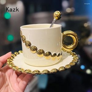 Tazas Light Luxury Gold Edge Coffee Café Café Taza lujosa Exquisito Té y platos de té y platos de la tarde