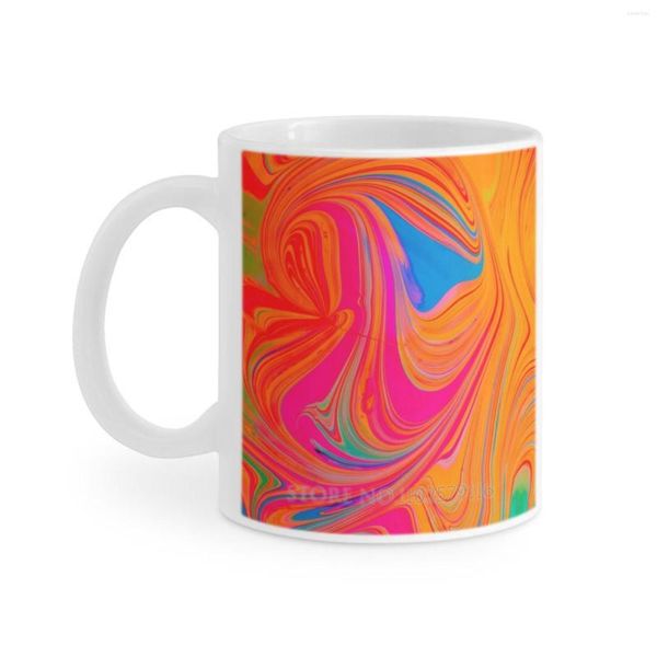 Tazas Liquid Tie Dye Phone Case Taza blanca Taza de café Tazas de té de la leche Regalo para amigos Cool Summer Colors Pattern 12