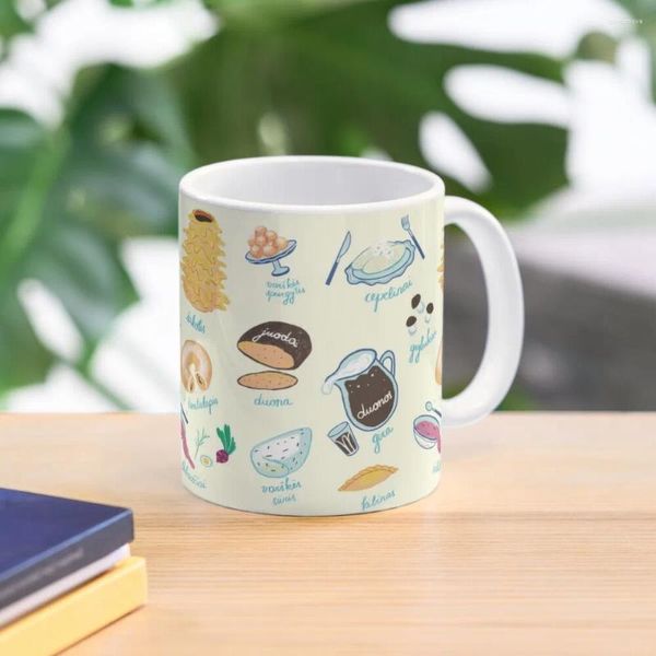 Tazas Taza de café de comida lituana Taza de cerámica