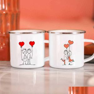 Mokken minnaars geometrie geometrie email koffie vintage eenvoud feest bierdrank sap sap cola cups hanteren reis mug valentines dag geschenken drop d dhmys