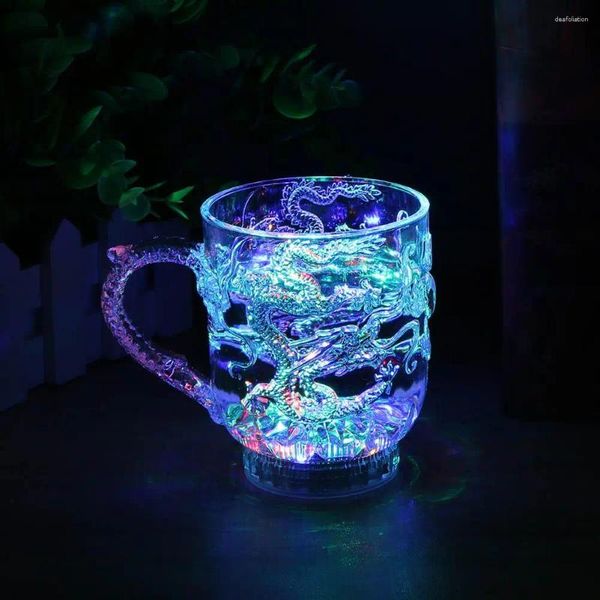 Tazas Luminoso Dragón Cerveza Vino Whisky Colorido 285 ml Bebidas Resplandor Taza Líquido Inducción Batería Acrílico Regalos para Bar Hogar