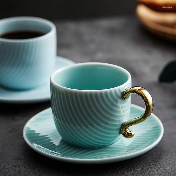 Tasses de luxe 150 ml tasse café service à thé tasses en céramique café créatif avec plateau Taza Para café café tasse accessoires