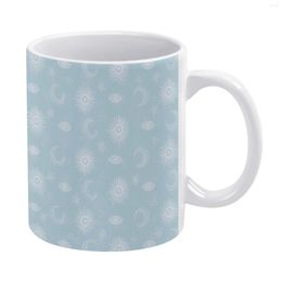 Tazas Símbolo mágico Taza Luna blanca Sol Estrellas Capuchino Venta al por mayor Tazas de cerámica estética