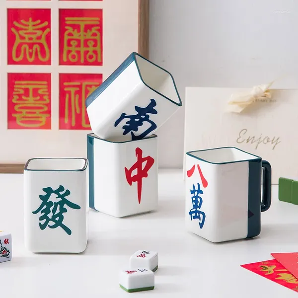 Tasses Mahjong modélisation tasse en céramique personnalité créative salle d'échecs tasse Style chinois année amis cadeau café eau tasses porcelaine