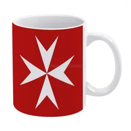 Tasses maltais croix drapeau T-Shirt tasse blanche aux amis et à la famille cadeau créatif 11 Oz café en céramique Malte St Joh