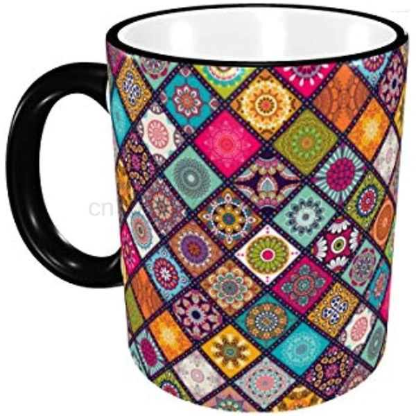 Tasses Tasse à café en céramique Mandala Cadeaux uniques Passe au micro-ondes et au lave-vaisselle Tasse à thé drôle 11 oz