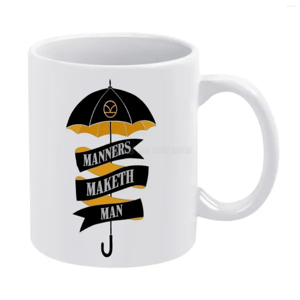 Tazas Manners Maketh Man White White 11oz Ceramic Tea Cup Coffee Friends Regalo de cumpleaños Kingsman The Secret Service Movies F