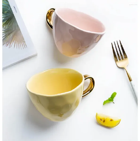 Tasses en marbre tasse en céramique or jante café lait jus de fruits tasse de petit déjeuner pour le bureau et la maison cadeau parfait anniversaire