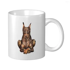 Tasses Mark Cup Tasse Aquarelle Portrait Doberman Pinscher Café Thé Lait Eau Voyage Pour Bureau Maison