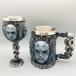 Mugs Mask Beer Mok koffiekopjes Roestvrij staal Wine Drinkware Geschenken Cola Whisky Creative 3D Goblet Gothic Snake Resin 200/600ml