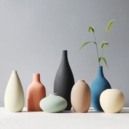 Tasses Vase en céramique mate | Morandi Poterie décorative moderne Décoration de table minimale 231130