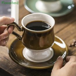 Mokken middeleeuwse keramische mok high-end koffiekopje en schotelschotel fijne middagthee latte Amerikaans cappuccino drinkware
