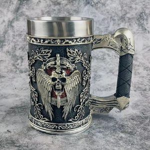 Mugs Medieval Death Angel Beer Mul 3D Gepersonaliseerde hars koffie Grote capaciteit 304 roestvrijstalen voering theekop cocktailglas