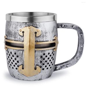 Tasses chevalier médiéval bière tasse en acier inoxydable résine café eau tasses été DrinkwareBirthday cadeaux Halloween 400ML