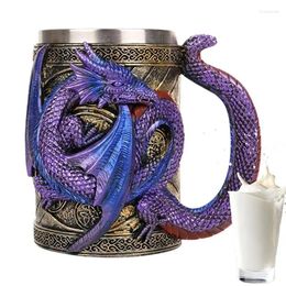 Tasses Médiéval Mug 3D Dragon Coffee Lovers en acier inoxydable Boire de la tasse de bière gothique de bière