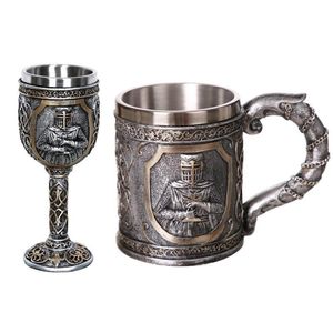 Tasses Templier médiéval croisé chevalier tasse costume d'armure la croix bière Stein Tankard tasse à café 3641