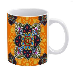 Tasses mexicaines talavera fleur blanche tasse personnalisée imprimé tasse de thé drôle cadeau de café personnalisé coloriage mexico couleur