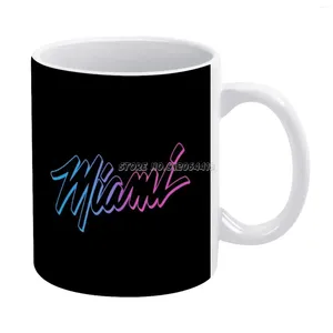 Mokken Miami Vintage Coffee Ceramic Gepersonaliseerd 11 oz witte mug thee melkbeker drinkware reizen en zonsondergang mia