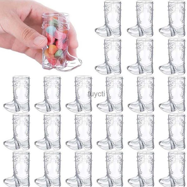 Tazas Mini vasos de bota de vaquero de plástico 1 onza Tazas de cerveza de plástico occidental Tazas de bota de vaquero reutilizables para suministros de decoración de fiesta de vaquero YQ240109