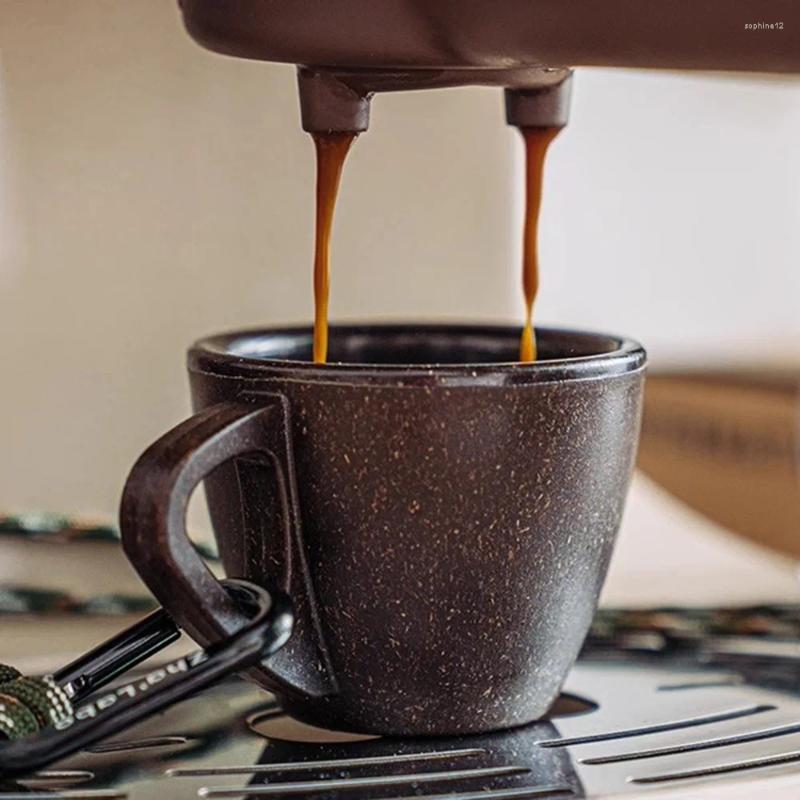 Muggar mini procelain espresso cup 60 ml liten kaffe demitasse för skal mörkbrun italiensk med lanyard