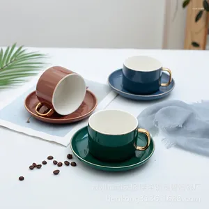 Tasses mo gobelet en verre d'eau vitré tasse de café enget ensemble peint en or rétro tasses de l'après-midi tasse de lait mignon