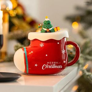 Mugs Tasse de Noël originale des femmes au foyer modernes avec couvercle tasses en céramique Filles Haute valeur mignonne tasses d'eau créatives.