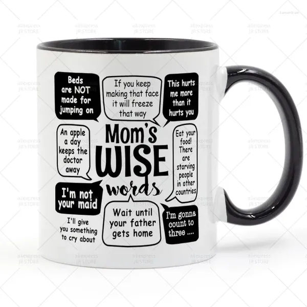 Tasses avec mots sages de maman, tasse en céramique, cadeaux, 11oz