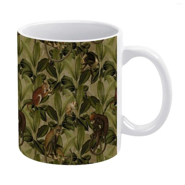 Tasses de singe jungle blanche tasse 11 oz en céramique drôle tea tas de thé laits animaux animaux animaux sauvages exotique nature safari afari af