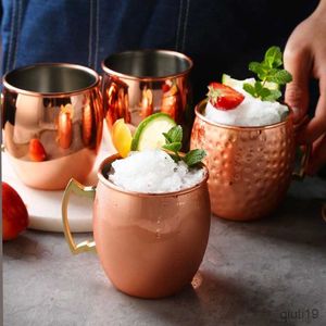 Mugs Moscou mule mug Moscou pince à épiler tasse 600ml304 acier inoxydable marteau spot lumière corps revêtu de cuivre plaqué verre à cocktail noir R230713