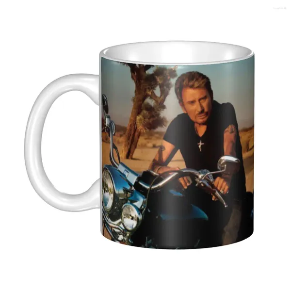 Tasses moto Johnny Hallyday café bricolage personnalisé chanteur de rock français tasse en céramique cadeau créatif